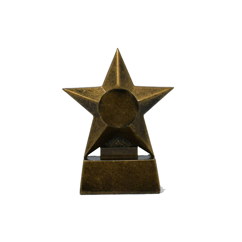 Tarnished Gold Star Trophy 10cm